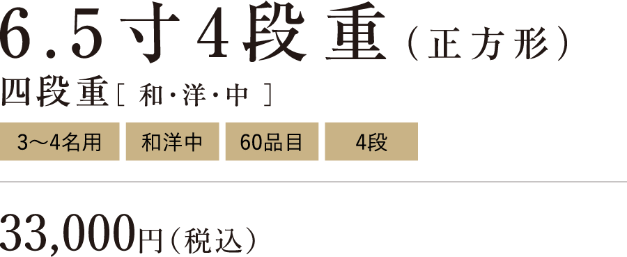 ワン・ステーションホテル熊本のおせち「6.5寸（正方形）4段重」