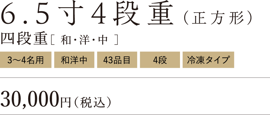 ワン・ステーションホテル熊本のおせち「6.5寸（正方形）4段重」